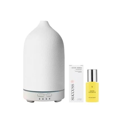 Doctor Aromas Ultrasonic Aromatherapy Essential Oil Lava Stone Diffuser & 1 Scent (1 OZ) 30Ml - Super Quiet, Waterless Auto-Off Function for Fresh Air in Home Office Room (Spirit)