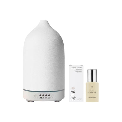 Doctor Aromas Ultrasonic Aromatherapy Essential Oil Lava Stone Diffuser & 1 Scent (1 OZ) 30Ml - Super Quiet, Waterless Auto-Off Function for Fresh Air in Home Office Room (Spirit)