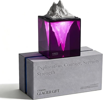 Calming Iceberg Essential Oil Stone Diffuser & Mood Lamp, Silent Flameless Aromatherapy Night Light, Minimalist Zen Decor for Stress Relief, Mindfulness & Meditation Gift (Pro - RGB Pink)
