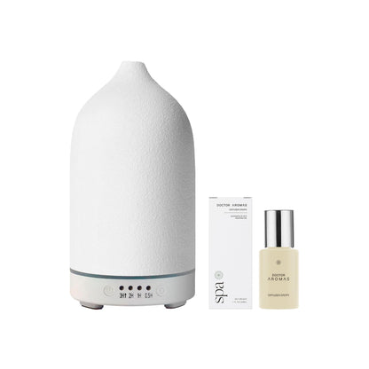 Doctor Aromas Ultrasonic Aromatherapy Essential Oil Lava Stone Diffuser & 1 Scent (1 OZ) 30Ml - Super Quiet, Waterless Auto-Off Function for Fresh Air in Home Office Room (Spirit)