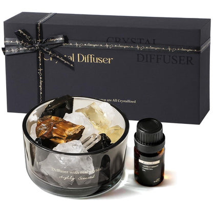 Crystal Stone Aroma Diffuser with Essential Oils for Home, Bathroom, Office, Home Decor & Fragrance 2 in 1, Chic Aromatherapy Gift Set (Lavender Scent)