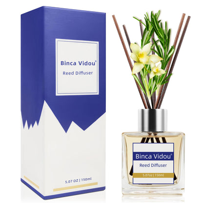 Reed Diffuser Set, Binca Vidou Lavender & Vanilla Natural Scent Oil Diffusers with Sticks for Home Office Bathroom Aromatherapy Decor 1.69oz x 2