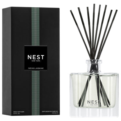 NEST New York Reed Diffuser, Bamboo - 5.9 fl oz - Fragrance for Up to 90 Days - Reusable, Refillable Glass Holder - Includes 8 All-Natural Reed Sticks - Flame Free