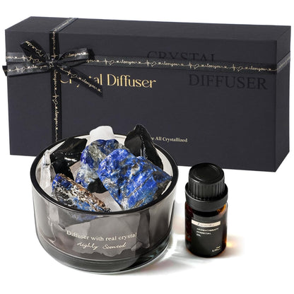 Crystal Stone Aroma Diffuser with Essential Oils for Home, Bathroom, Office, Home Decor & Fragrance 2 in 1, Chic Aromatherapy Gift Set (Lavender Scent)
