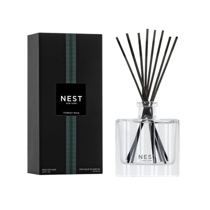 NEST New York Reed Diffuser, Bamboo - 5.9 fl oz - Fragrance for Up to 90 Days - Reusable, Refillable Glass Holder - Includes 8 All-Natural Reed Sticks - Flame Free