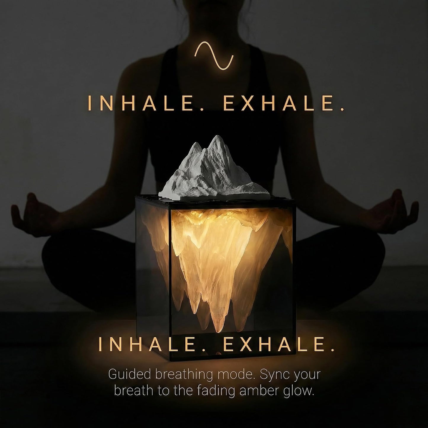 Calming Iceberg Essential Oil Stone Diffuser & Mood Lamp, Silent Flameless Aromatherapy Night Light, Minimalist Zen Decor for Stress Relief, Mindfulness & Meditation Gift (Pro - RGB Pink)