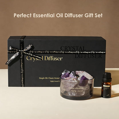 Crystal Stone Aroma Diffuser with Essential Oils for Home, Bathroom, Office, Home Decor & Fragrance 2 in 1, Chic Aromatherapy Gift Set (Lavender Scent)