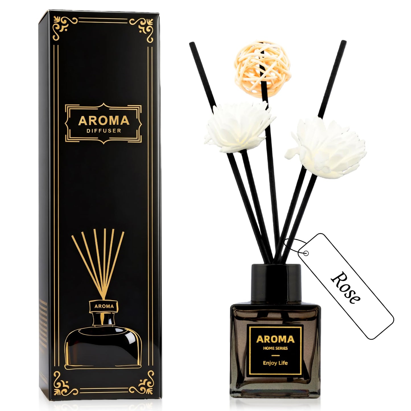 Reed Diffuser Set, 1.7 fl oz Scent Diffuser with Sticks, Jasmine Scent for Bathroom Accessories Shelf Decor, Air Fresheners for Home, Home Fragrance Products, House Office Room Decor Aesthetic Gift