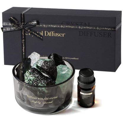 Crystal Stone Aroma Diffuser with Essential Oils for Home, Bathroom, Office, Home Decor & Fragrance 2 in 1, Chic Aromatherapy Gift Set (Lavender Scent)