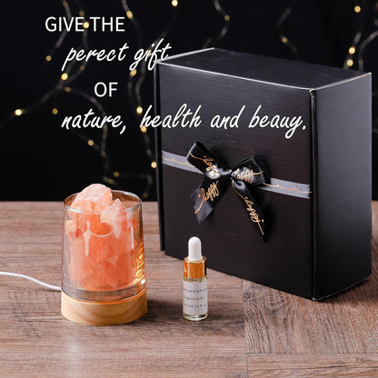 Himalayan Salt Stone Essential Oil Diffuser - Lavender Essential Oil Gift Set - Natural Aromatherapy Diffuser for Home & Office - Stress Relief & Air Purifier - Gift for Women