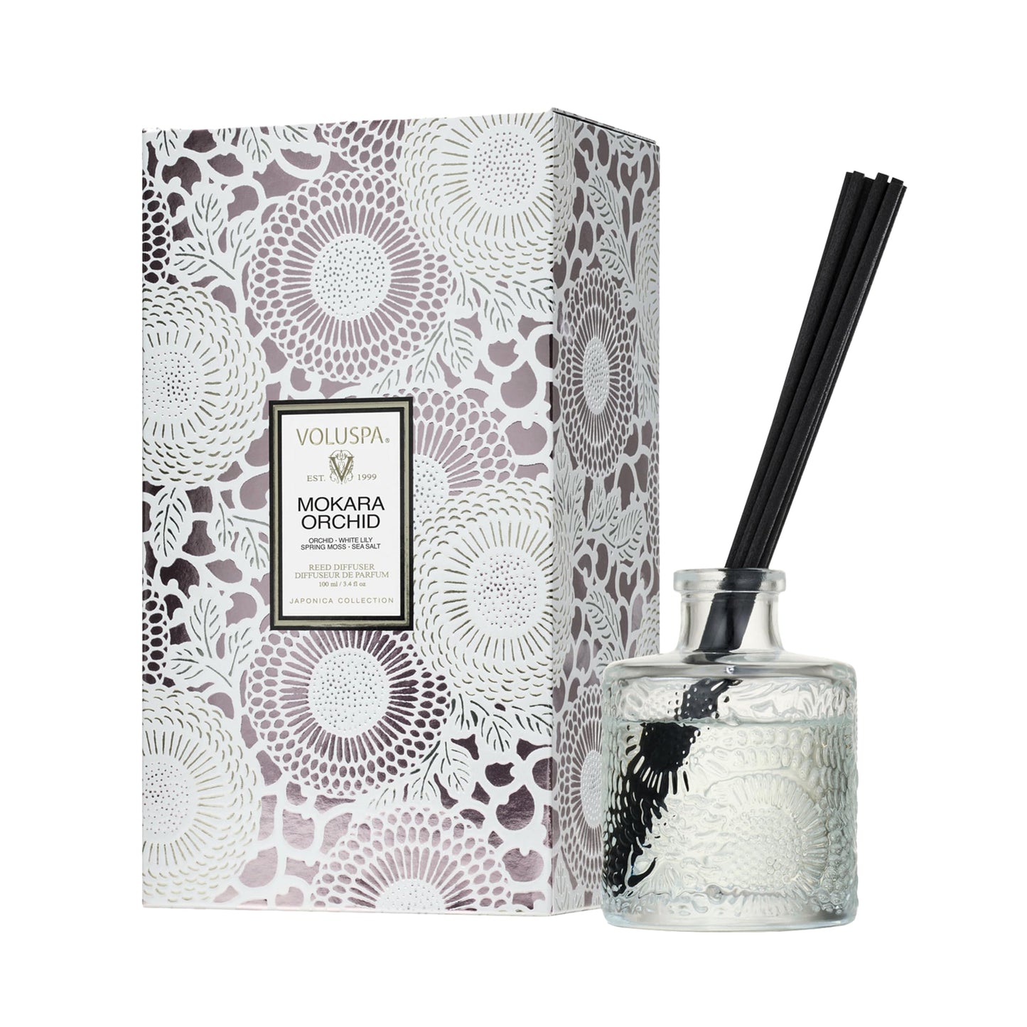 Voluspa Goji Tarocco Orange Scented Reed Diffuser, 3.4 oz, Luxury Citrus Diffuser, Oil Reed Diffusers for Home, Handcrafted in the USA