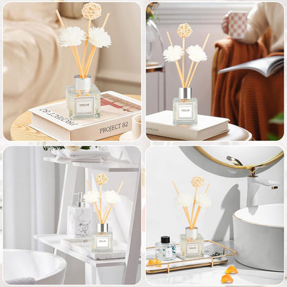 Reed Diffuser Set, 1.7 fl oz Scent Diffuser with Sticks, Jasmine Scent for Bathroom Accessories Shelf Decor, Air Fresheners for Home, Home Fragrance Products, House Office Room Decor Aesthetic Gift