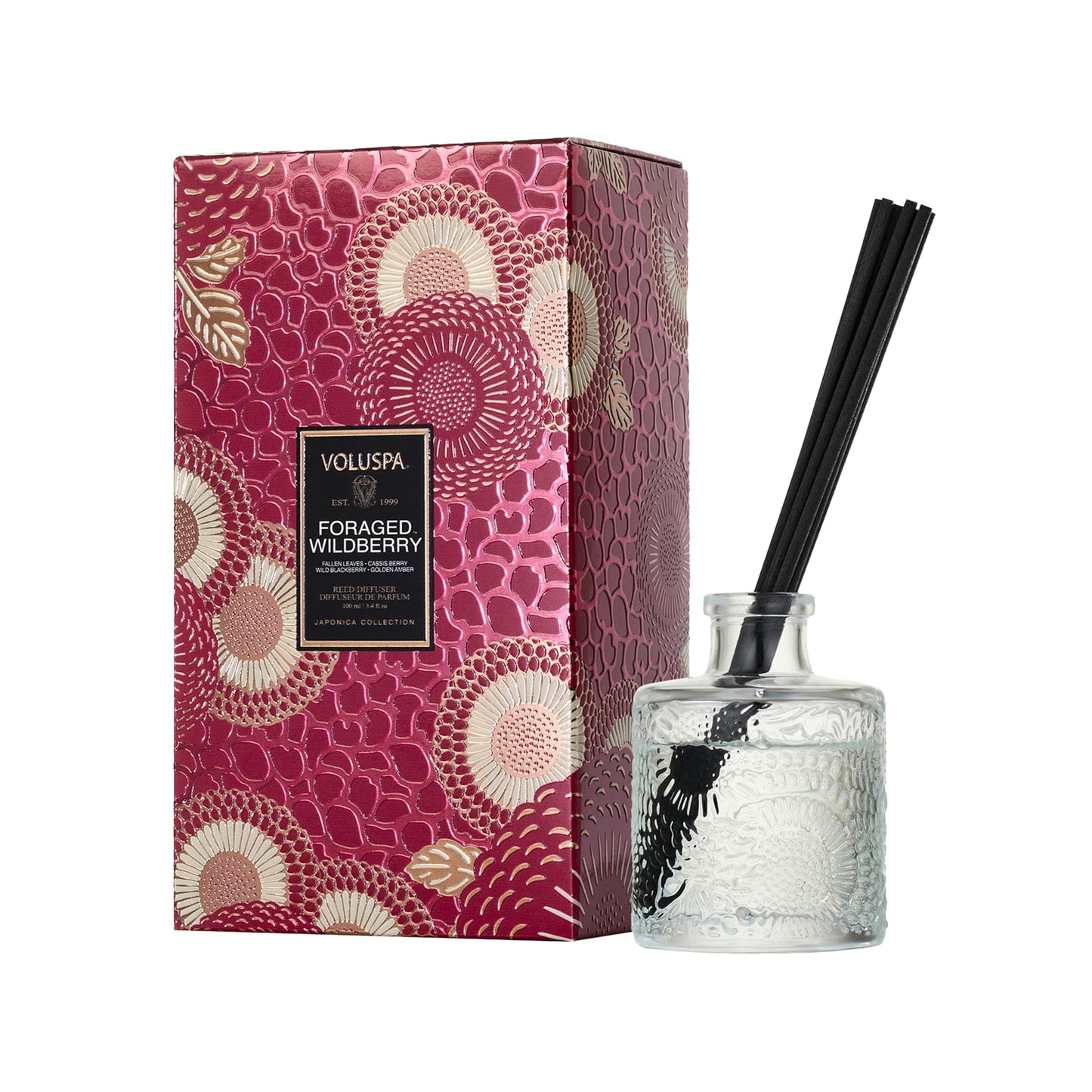 Voluspa Goji Tarocco Orange Scented Reed Diffuser, 3.4 oz, Luxury Citrus Diffuser, Oil Reed Diffusers for Home, Handcrafted in the USA