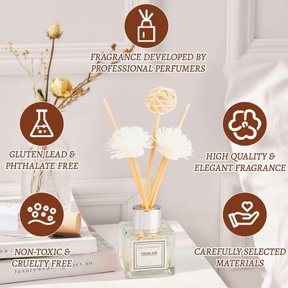 Reed Diffuser Set, 1.7 fl oz Scent Diffuser with Sticks, Jasmine Scent for Bathroom Accessories Shelf Decor, Air Fresheners for Home, Home Fragrance Products, House Office Room Decor Aesthetic Gift