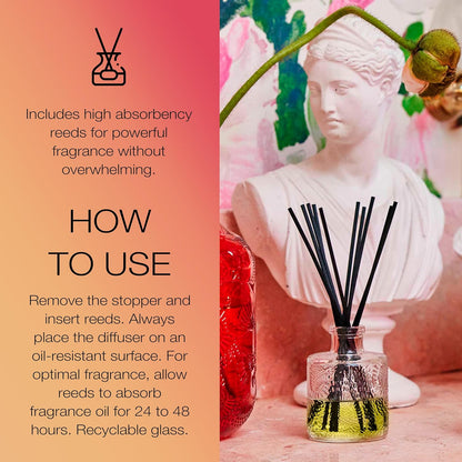Voluspa Goji Tarocco Orange Scented Reed Diffuser, 3.4 oz, Luxury Citrus Diffuser, Oil Reed Diffusers for Home, Handcrafted in the USA