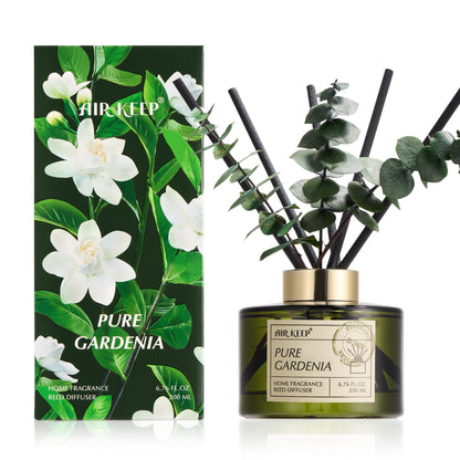 Airkeep Reed Diffuser Set with 6.76 fl oz Forest Mist Scent Essential Oils and 3 Leaves & 8 Diffuser Sticks,Bathroom Shelf Decor & Air Freshener, House Bedroom Office Decor & Gifts