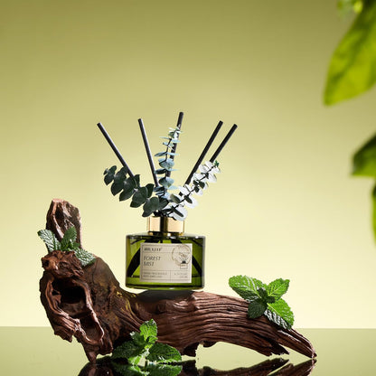 Airkeep Reed Diffuser Set with 6.76 fl oz Forest Mist Scent Essential Oils and 3 Leaves & 8 Diffuser Sticks,Bathroom Shelf Decor & Air Freshener, House Bedroom Office Decor & Gifts
