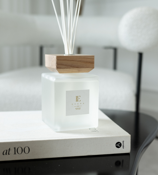Evara Square Rose Wood White Reed Diffuser Set - 1000ml