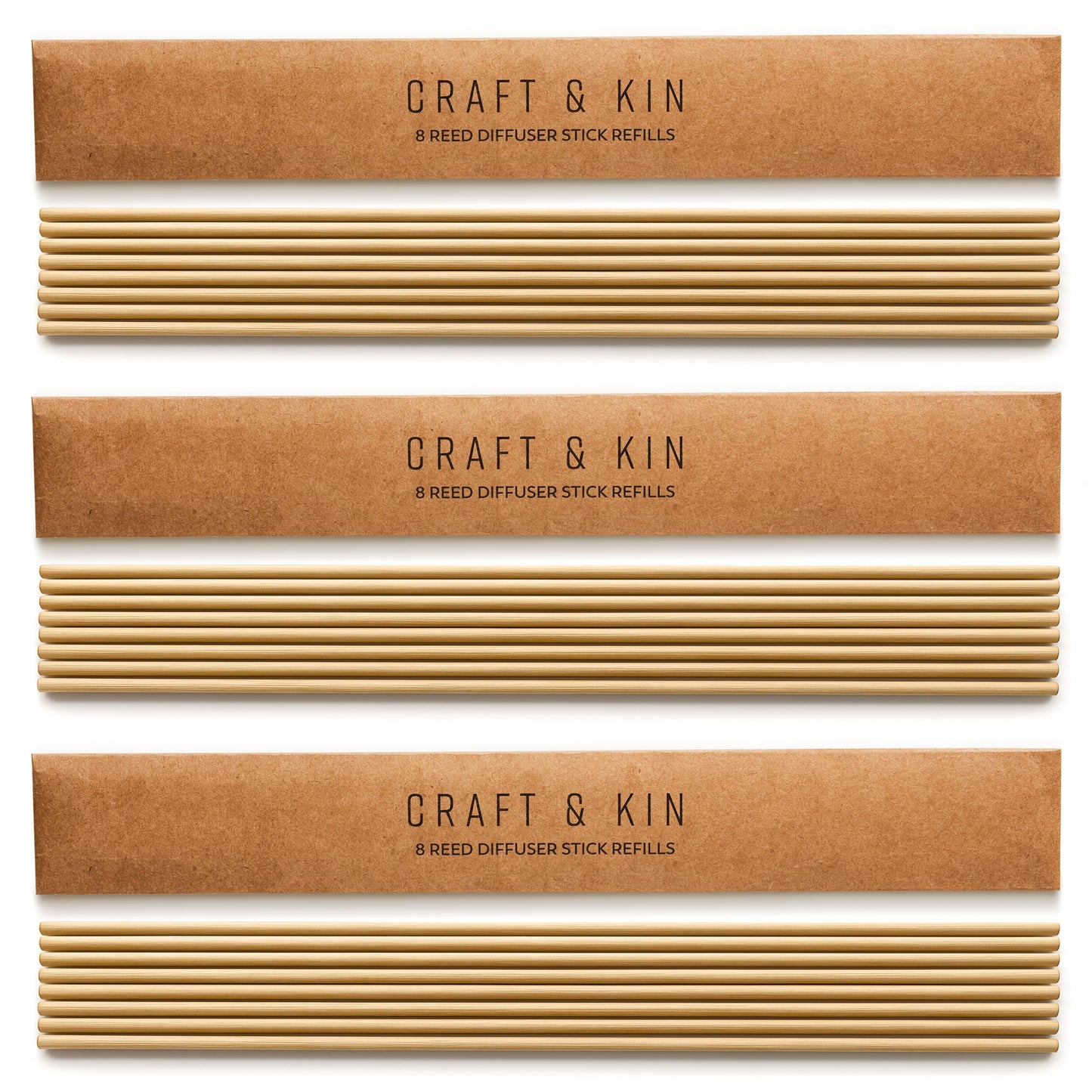 Craft & Kin Lily & Jasmine Reed Diffuser – 5.75 oz Essential Oil Diffuser for Home & Bathroom – Up to 120-Day Fragrance with 8 Rattan Scent Sticks – Amber Glass Room Decor