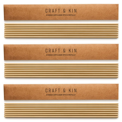 Craft & Kin Lily & Jasmine Reed Diffuser – 5.75 oz Essential Oil Diffuser for Home & Bathroom – Up to 120-Day Fragrance with 8 Rattan Scent Sticks – Amber Glass Room Decor