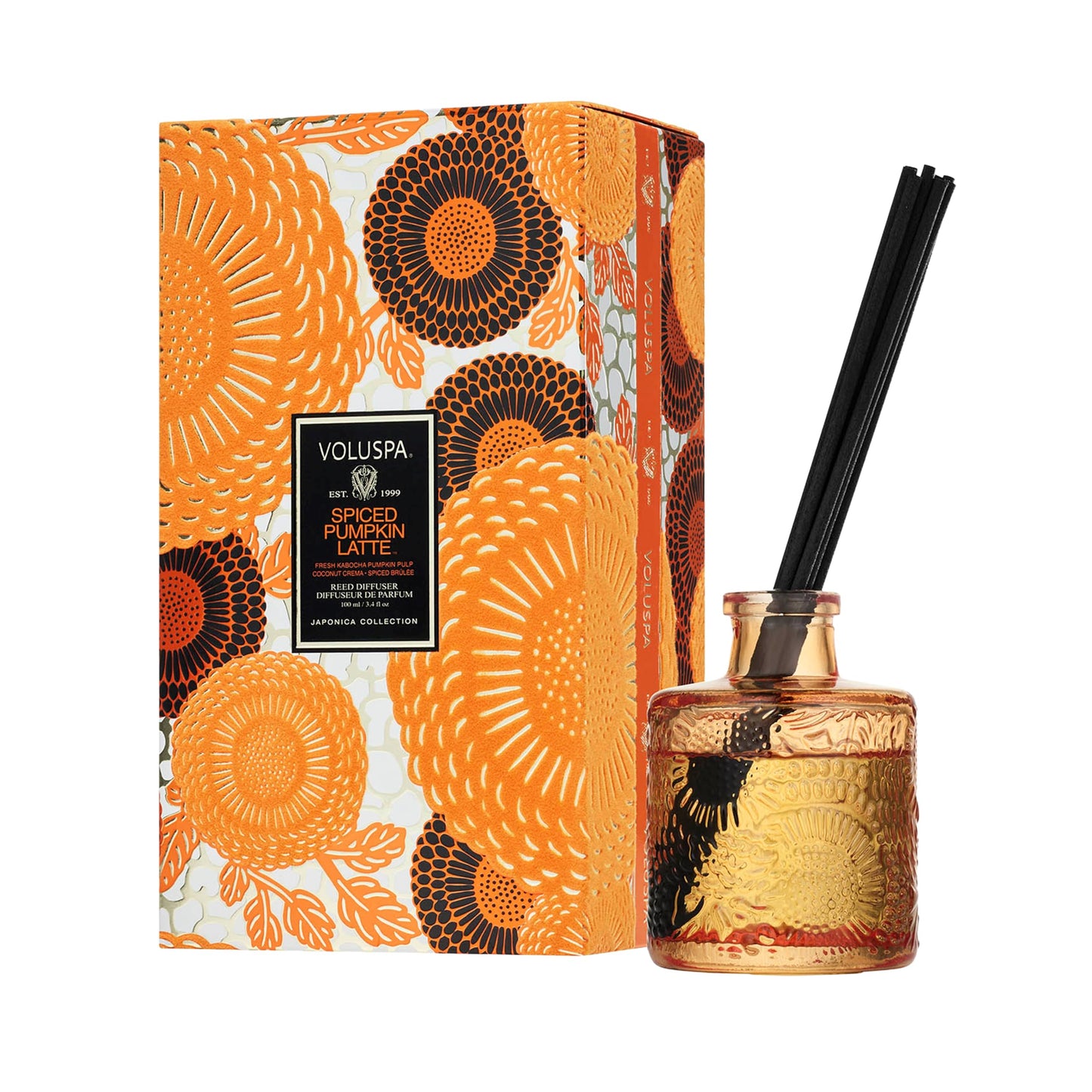 Voluspa Goji Tarocco Orange Scented Reed Diffuser, 3.4 oz, Luxury Citrus Diffuser, Oil Reed Diffusers for Home, Handcrafted in the USA
